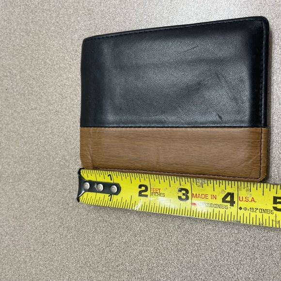 Classico Men’s Two Tone Leather Bifold Wallet Brown Tan Picture Credit Card Slot - Picture 9 of 9